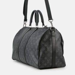 Pre Owned Louis Vuitton Keepall Bandouliere Noir Monogram Eclipse Size 45