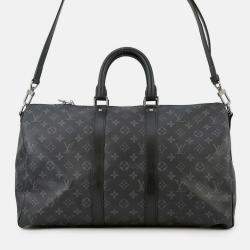 Pre Owned Louis Vuitton Keepall Bandouliere Noir Monogram Eclipse Size 45