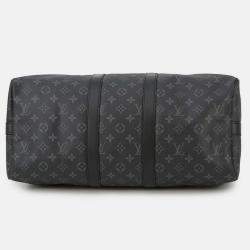 Pre Owned Louis Vuitton Keepall Bandouliere Noir Monogram Eclipse Size 45