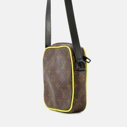 Pre Owned Louis Vuitton Christopher Wearable Wallet Noir/Brown/Neon Yellow Monogram Macassar Canvas