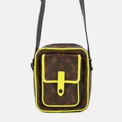 Pre Owned Louis Vuitton Christopher Wearable Wallet Noir/Brown/Neon Yellow Monogram Macassar Canvas