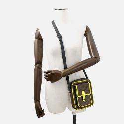 Pre Owned Louis Vuitton Christopher Wearable Wallet Noir/Brown/Neon Yellow Monogram Macassar Canvas
