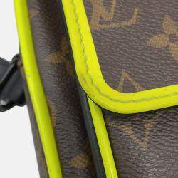 Pre Owned Louis Vuitton Christopher Wearable Wallet Noir/Brown/Neon Yellow Monogram Macassar Canvas