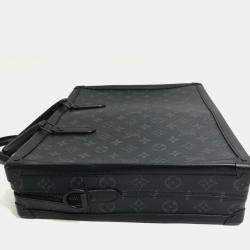 Pre Owned Louis Vuitton Monogram Eclipse Soft Trunk Briefcase/Handbag/2-Way Shoulder Bag/Business Bag In Canvas Black