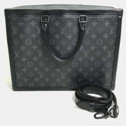 Pre Owned Louis Vuitton Monogram Eclipse Soft Trunk Briefcase/Handbag/2-Way Shoulder Bag/Business Bag In Canvas Black