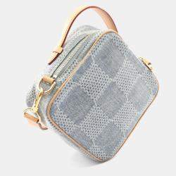 Pre Owned Louis Vuitton Chess Messenger Damier Blue/Brown Denim Leather Handbag    