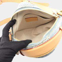 Pre Owned Louis Vuitton Chess Messenger Damier Blue/Brown Denim Leather Handbag    
