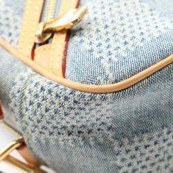 Pre Owned Louis Vuitton Chess Messenger Damier Blue/Brown Denim Leather Handbag    