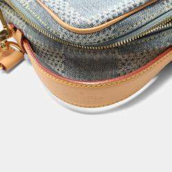 Pre Owned Louis Vuitton Chess Messenger Damier Blue/Brown Denim Leather Handbag    
