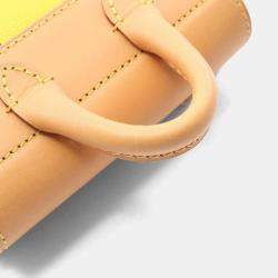 Pre Owned Louis Vuitton Nano Steamer Shoulder Bag  Pvc-Coated Canvas And Leather Damier  Brown/Yellow