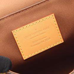 Pre Owned Louis Vuitton Nano Steamer Shoulder Bag  Pvc-Coated Canvas And Leather Damier  Brown/Yellow