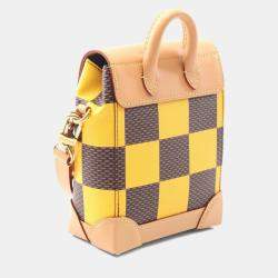 Pre Owned Louis Vuitton Nano Steamer Shoulder Bag  Pvc-Coated Canvas And Leather Damier  Brown/Yellow