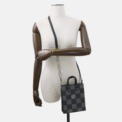 Pre Owned Louis Vuitton Sac Plat Noir Damier Checkerboard Size XS