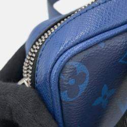 Pre Owned Louis Vuitton Outdoor Messenger Taigarama Cobalt Taiga Leather Monogram Size PM