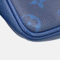 Pre Owned Louis Vuitton Outdoor Messenger Taigarama Cobalt Taiga Leather Monogram Size PM