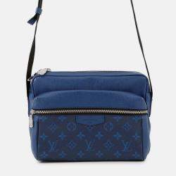 Pre Owned Louis Vuitton Outdoor Messenger Taigarama Cobalt Taiga Leather Monogram Size PM