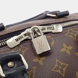 Pre Owned Louis Vuitton Black Brown Leather and PVC Makassar Bandouliere Keepall 45