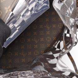 Pre Owned Louis Vuitton Christopher Mm Monogram Chess Rucksack Coated Canvas Brown And Clear
