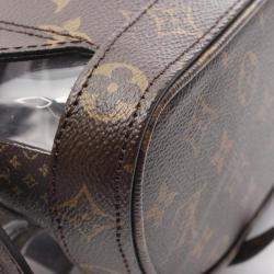 Pre Owned Louis Vuitton Christopher Mm Monogram Chess Rucksack Coated Canvas Brown And Clear