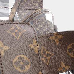Pre Owned Louis Vuitton Christopher Mm Monogram Chess Rucksack Coated Canvas Brown And Clear