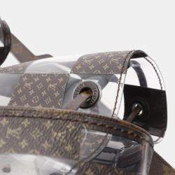 Pre Owned Louis Vuitton Christopher Mm Monogram Chess Rucksack Coated Canvas Brown And Clear