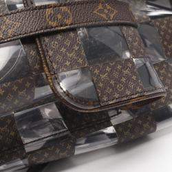 Pre Owned Louis Vuitton Christopher Mm Monogram Chess Rucksack Coated Canvas Brown And Clear