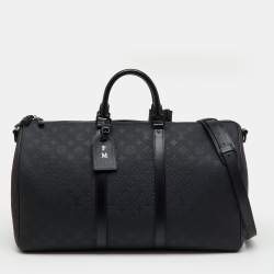 Pre Owned Louis Vuitton Black Taurillon Leather Keepall Bandoulière 50 Bag