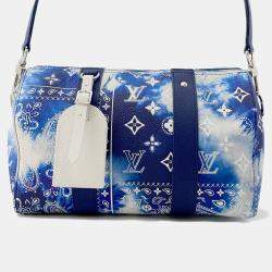 Pre Owned Louis Vuitton City Keepall Blue/White Monogram Bandana