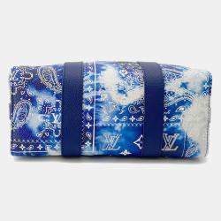 Pre Owned Louis Vuitton City Keepall Blue/White Monogram Bandana