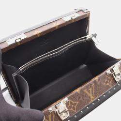 Pre Owned Louis Vuitton Clutch Box Shoulder Bag Coated Canvas Leather Monogram Brown Black