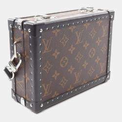 Pre Owned Louis Vuitton Clutch Box Shoulder Bag Coated Canvas Leather Monogram Brown Black