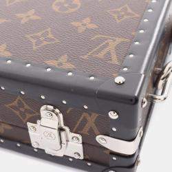 Pre Owned Louis Vuitton Clutch Box Shoulder Bag Coated Canvas Leather Monogram Brown Black