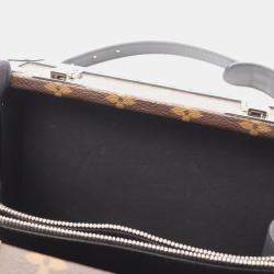 Pre Owned Louis Vuitton Clutch Box Shoulder Bag Coated Canvas Leather Monogram Brown Black