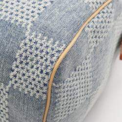 Pre Owned Louis Vuitton Speedy Bandouliere 25 Handbag Denim Leather Damier Denim Blue