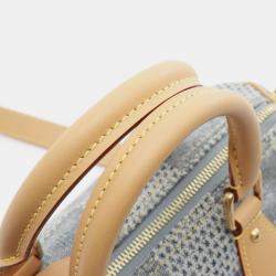 Pre Owned Louis Vuitton Speedy Bandouliere 25 Handbag Denim Leather Damier Denim Blue