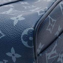 Pre Owned Louis Vuitton Keepall Bandouliere 25 Monogram Atlantic Handbag Coated Canvas Blue