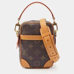 Pre Owned Louis Vuitton Danube Monogram Handbag Coated Canvas Leather Brown