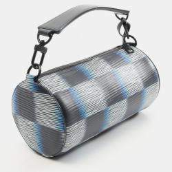 Pre Owned Louis Vuitton Soft Polochon Pm Damier Rush Handbag Leather Blue Black