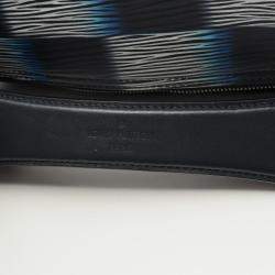 Pre Owned Louis Vuitton Soft Polochon Pm Damier Rush Handbag Leather Blue Black