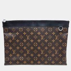 Pre Owned Louis Vuitton Black Brown Canvas Makassar Discovery Pochette GM