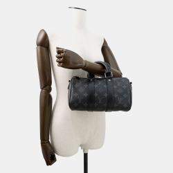 Pre Owned Louis Vuitton Keepall Bandouliere Noir Monogram Eclipse Monogram Eclipse Reverse Size 25