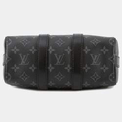 Pre Owned Louis Vuitton Keepall Bandouliere Noir Monogram Eclipse Monogram Eclipse Reverse Size 25