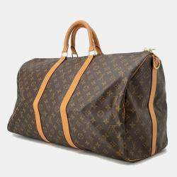 Pre Owned Louis Vuitton Keepall Bandouliere Brown Monogram Size 55