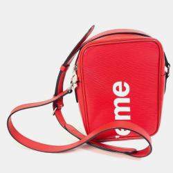 Pre Owned Louis Vuitton Epi Danube Pm Shoulder Bag Supreme Collaboration Electric Leather Red