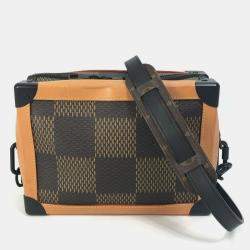 Pre Owned Louis Vuitton Damier Giant Nigo Collaboration Soft Trunk Pochette Shoulder Bag In Canvas Brown