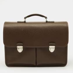 Pre Owned Louis Vuitton Anton Grizzli Taiga Leather Briefcase Bag