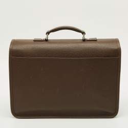 Pre Owned Louis Vuitton Anton Grizzli Taiga Leather Briefcase Bag