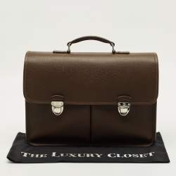 Pre Owned Louis Vuitton Anton Grizzli Taiga Leather Briefcase Bag