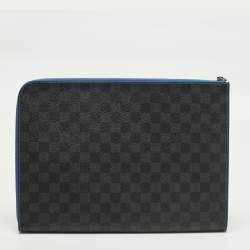 Pre Owned Louis Vuitton Pochette Jour GM Blue Damier Graphite Canvas Pouch