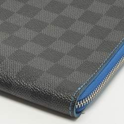 Pre Owned Louis Vuitton Pochette Jour GM Blue Damier Graphite Canvas Pouch